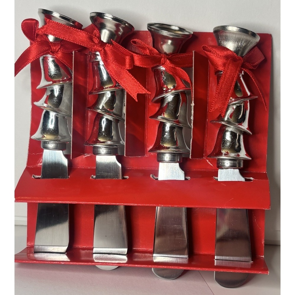Boston Warehouse Silver Bells Holiday Spreaders Set of 4